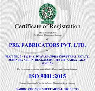 PRK FABRICATORS PVT LTD certificate